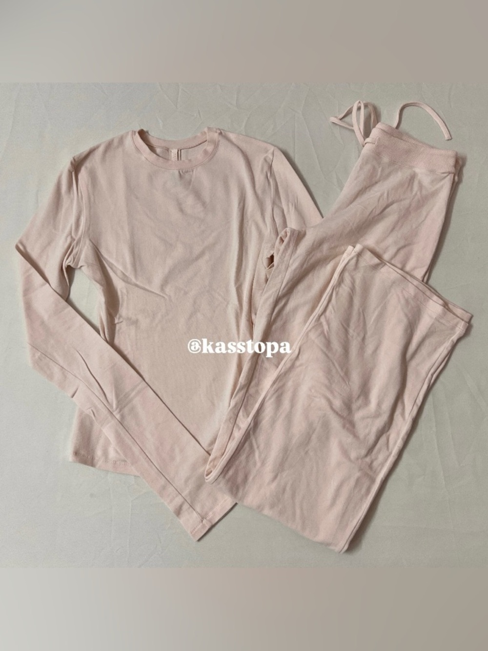 SKIMS Cotton Jersey Long Sleeve T-shirt + Straight Leg Pants Pant Sweatpants Set